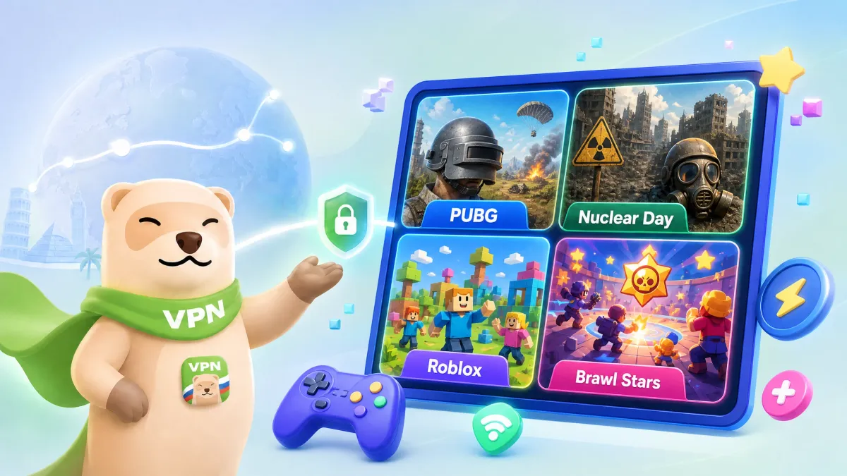 Как играть в PUBG, Nuclear Day, Roblox, Brawl Stars и другие игры за границей в 2026 году 🎮