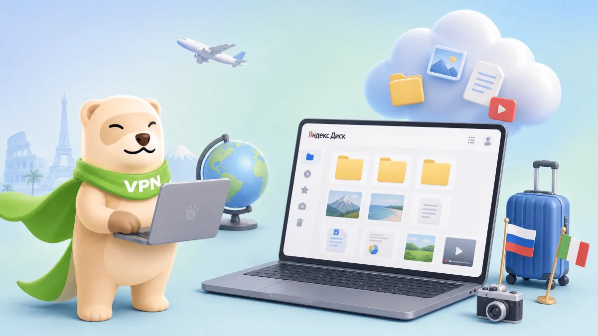 Как открыть Яндекс Диск за границей в 2026 году ☁️